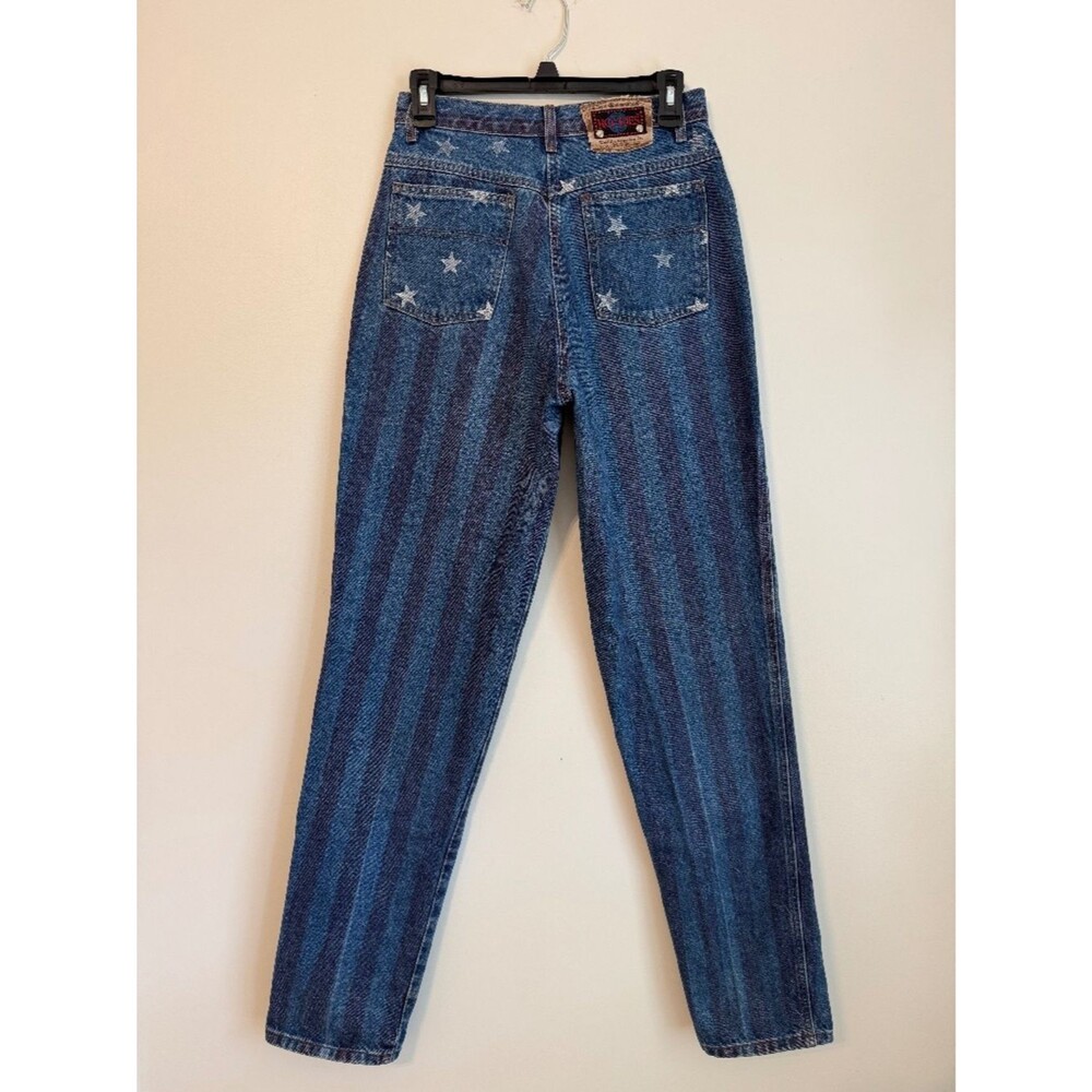 Vintage 1980s Rockies Western Jeans "Stars and Stripes" Pattern RARE Size 30/11